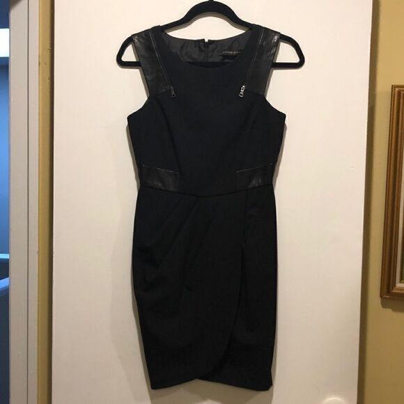 Cynthia Steffe Black Dress w Leather Accents - Picture 1 of 14